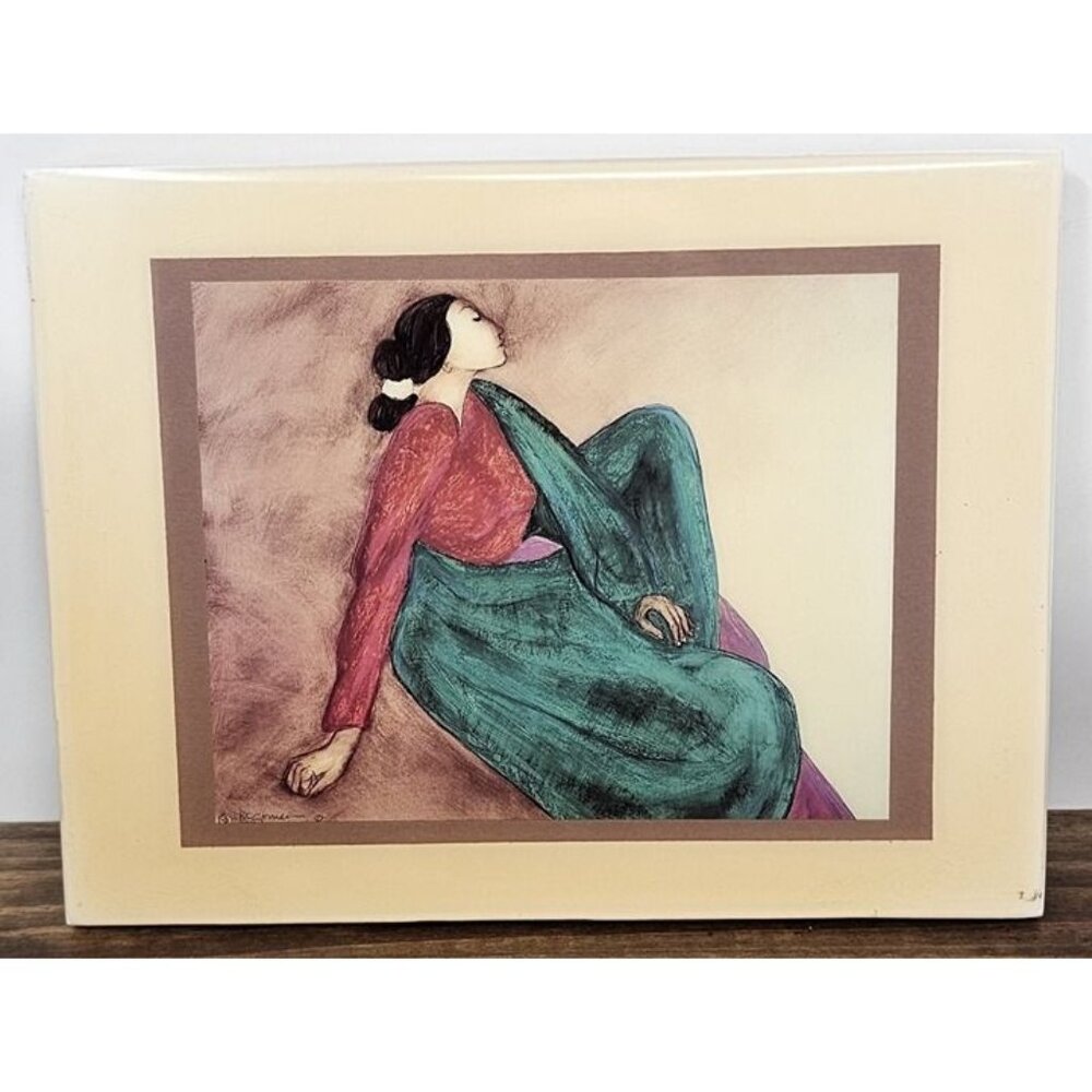 R.C. Gorman Edna Painting Ceramic Art 8.25”X 6.25" Hanging Navajo Relaxed Women